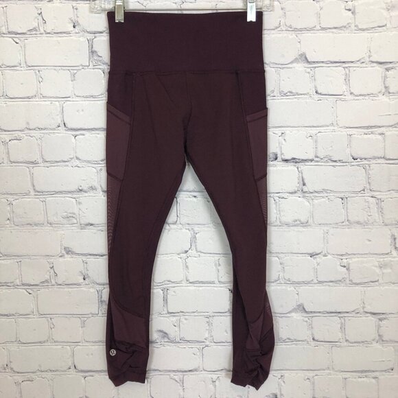 Lululemon Seek The Heat Crop Bordeaux Drama Size 4 - Picture 3 of 6